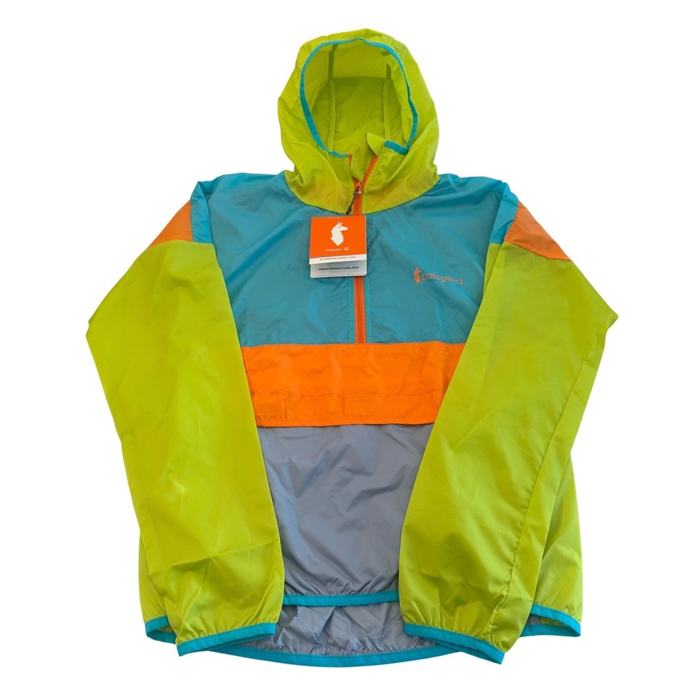 NEW Cotopaxi Teca Windbreaker Women XS Blue Green Packable Anorak 1/2 Zip Hooded